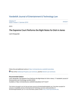 The Supreme Court Performs the Right Notes for Dish in Aereo