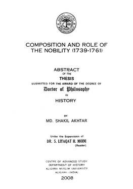 Composition and Role of the Nobility (1739-1761)