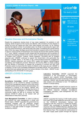 Situation Overview and Humanitarian Needs UNICEF's COVID-19 Response