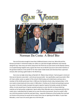 Norman Da Costa: a Brief Bio