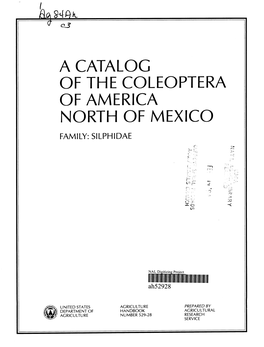 A CATALOG of the COLEÓPTERA of AMERICA NORTH of MEXICO FAMILY: SILPHIDAE R