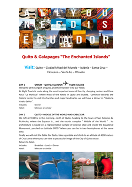 Quito & Galapagos “The Enchanted Islands”