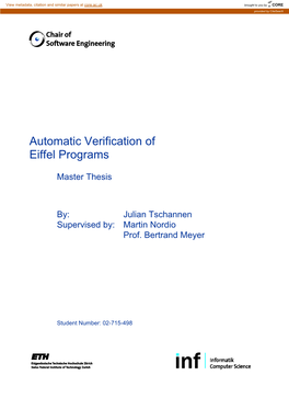 Automatic Verification of Eiffel Programs