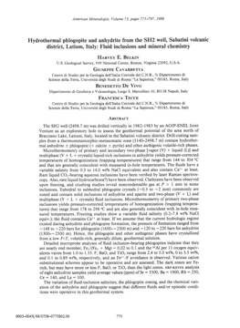 Hydrothermal Phlogopite and Anhydrite from the SH2 Well, Sabatini Yolcanic District, Latium, Italy: Fluid Inclusionsand Mineral Chemistry H,Q.Nvnve