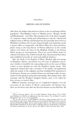 SHI{ITES and SUNNITES After Iran, the Indian Subcontinent Is Home to the Second Largest Shi{Ite Population.1 Post-Mughal Centres