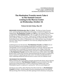 The Manhattan Transfer Meets Take 6 in the Summit Concert Coming to the Marcus Center on Wednesday, October 26