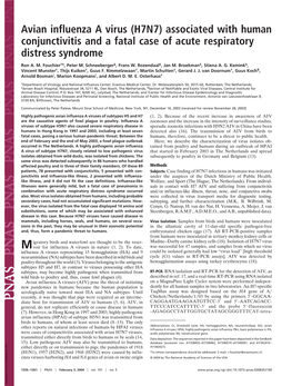 Avian Influenza a Virus (H7N7) Associated with Human Conjunctivitis and a Fatal Case of Acute Respiratory Distress Syndrome