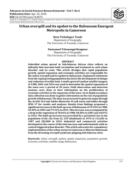 Urban Overspill and Its Upshot to the Bafoussam Emergent Metropolis in Cameroon