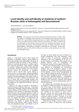 Local Identity and Self-Identity of Residents of Northern Russian Cities of Arkhangelsk and Severodvinski