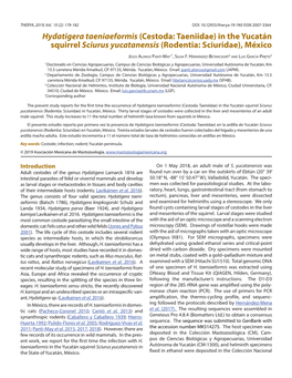 Hydatigera Taeniaeformis (Cestoda: Taeniidae) in the Yucatán Squirrel Sciurus Yucatanensis (Rodentia: Sciuridae), México