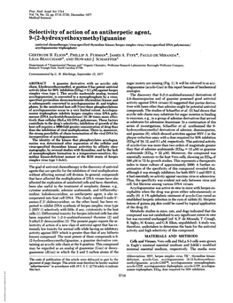 Guanine (Antiviral Chemotherapy/Virus-Specified Thymidine Kinase/Herpes Simplex Virus/Virus-Specified DNA Polymerase/ Acycloguanosine Triphosphate) GERTRUDE B