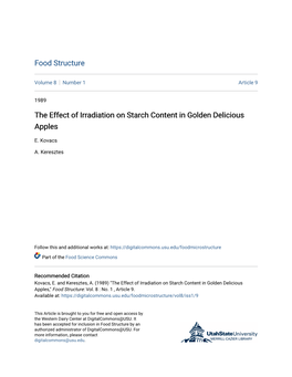 The Effect of Irradiation on Starch Content in Golden Delicious Apples