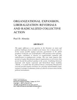 Organizational Expansion, Liberalization Reversals and Radicalized Collective Action