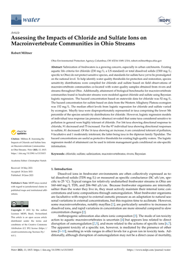 Assessing the Impacts of Chloride and Sulfate Ions on Macroinvertebrate Communities in Ohio Streams