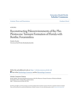 Reconstructing Paleoenvironments of the Plio-Pleistocene Tamiami Formation of Florida with Benthic Foraminifera