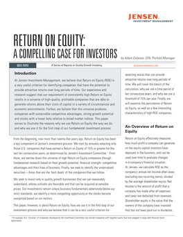 Return on Equity: a Compelling Case for Investors