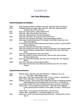 Dan Colen Bibliography