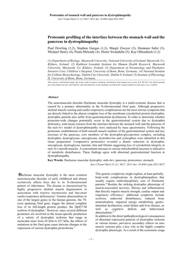 Proteomic Profiling of the Interface Between the Stomach Wall and The