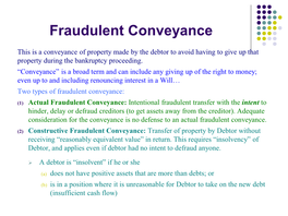 Fraudulent Conveyance