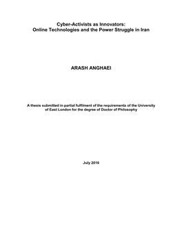 Online Technologies and the Power Struggle in Iran ARASH ANGHAEI