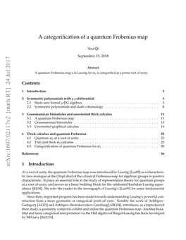 A Categorification of a Quantum Frobenius