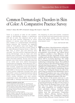 Common Dermatologic Disorders in Skin of Color: a Comparative Practice Survey