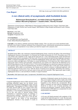 A Rare Clinical Entity of Asymptomatic Adult Bochdalek Hernia