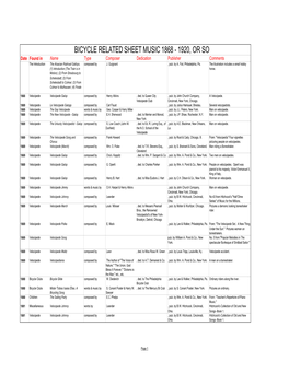 Chronological Index to Bicycle Sheet Music Covers