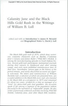 Calamity Jane and the Black Hills Gold Rush in the Writings of William B. Lull