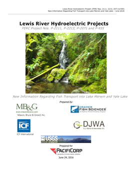 Lewis River Hydroelectric Projects FERC Project Nos