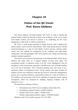 Chapter 10 Father of the QC Circle: Prof. Kaoru Ishikawa