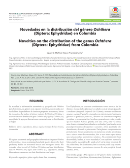 Novedades En La Distribución Del Género Ochthera (Diptera