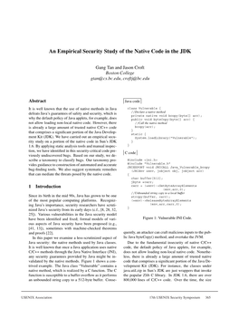 An Empirical Security Study of the Native Code in the JDK