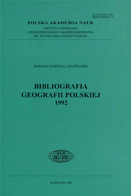 Bibliografia Geografii Polskiej 1992