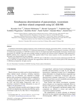 Simultaneous Determination of Pancuronium, Vecuronium and Their Related Compounds Using LC–ESI-MS