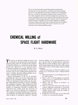 CHEMICAL MILLING of SPACE FLIGHT HARDWARE