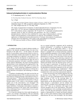 REVIEW Induced Photopleochroism in Semiconductors Review