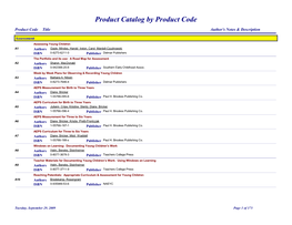 Product Catalog by Product Code