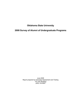 Oklahoma State University 2008 Survey of Alumni of Undergraduate