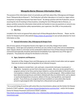 Mosquito-Borne Illnesses Information Sheet