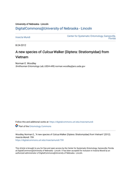 A New Species of Culcua Walker (Diptera: Stratiomyidae) from Vietnam