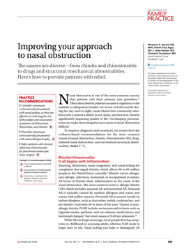 Improving Your Approach to Nasal Obstruction