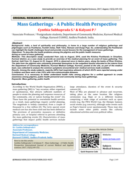 Mass Gatherings - a Public Health Perspective