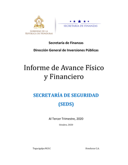 Informe De Avance Físico Y Financiero