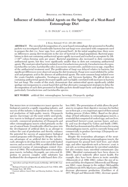 Influence of Antimicrobial Agents on the Spoilage of a Meat-Based Entomophage Diet