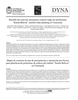 Rainfall Rate and Rain Attenuation Contour Maps for Preliminary • “Simon Bolivar” Satellite Links Planning in Venezuela