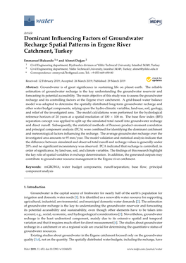 Dominant Influencing Factors of Groundwater Recharge Spatial Patterns in Ergene River Catchment, Turkey