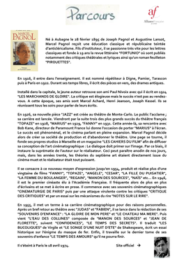 Né À Aubagne Le 28 Février 1895 De Joseph Pagnol Et Augustine Lansot