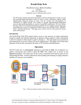 World-Wide Web Tim Berners-Lee, Robert Cailliau C.E.R.N