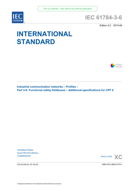 IEC 61784-3-6 ® Edition 2.0 2010-06 INTERNATIONAL STANDARD